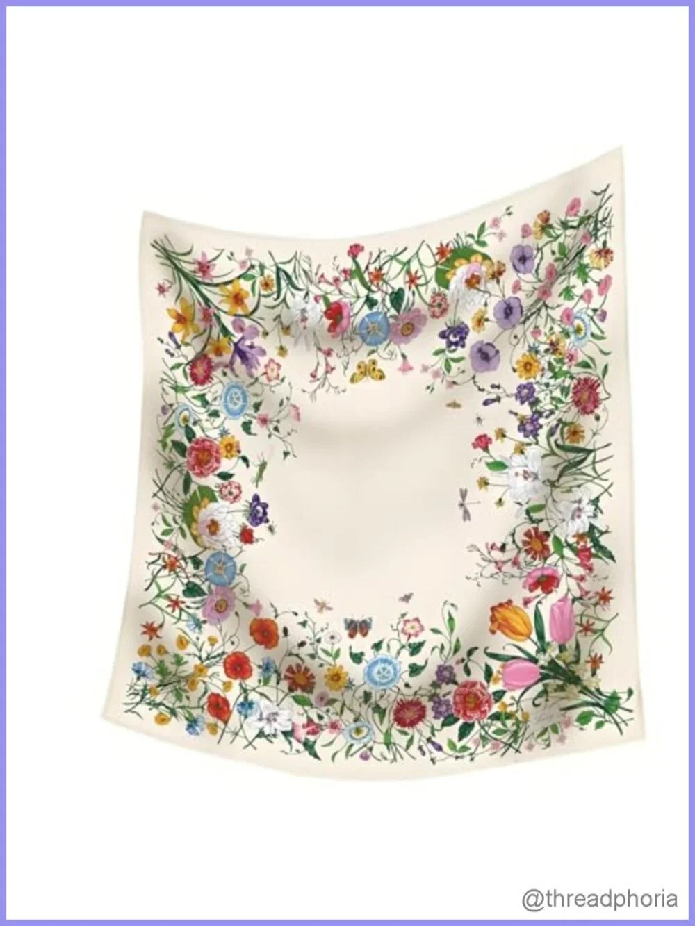 Floral Square Scarf 35x35 Silk Feel Lightweight Headscarf Bandana